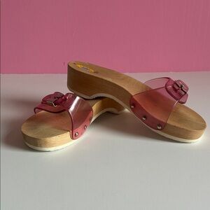 DR. SCHOLL’S | The Original Vintage Pink Jelly Wooden Sole Sandals - Size 8